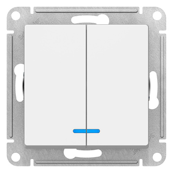 Выключатель SE AtlasDesign 2-клавишный с подсветкой, сх.5а, 10АХ, белый, механизм - Электрика, НВА - Выключатели и розетки - Выключатели - Магазин электротехнических товаров Проф Ток